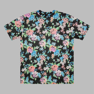 Black/Blue handmade floral t-shirt